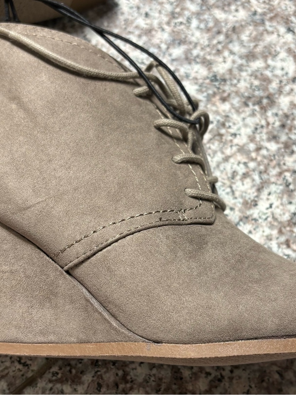Women’s Taupe Lace-Up Wedge Booties